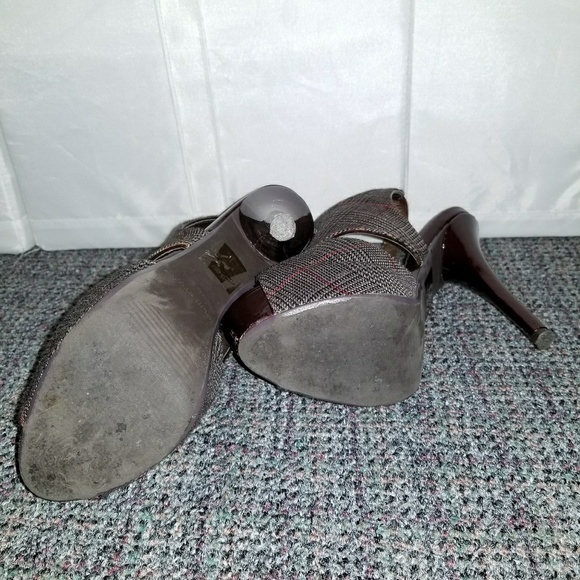 🔴 FINAL OFFER - COLIN STUART VS Burgundy Plaid Bootie Work Heels - Picture 4 of 6